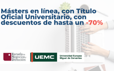 Másters en línea, con Título Oficial Universitario, con descuentos de hasta un -70%