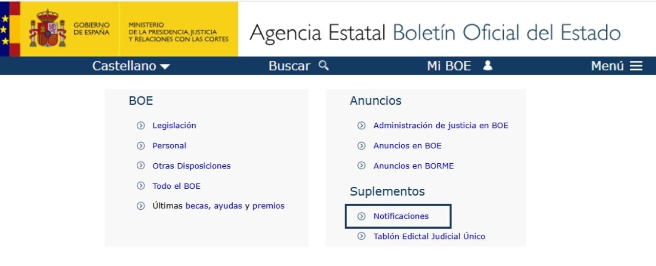 página oficial del BOE